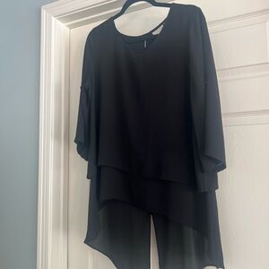 Chico's Black High Low Sheer Top